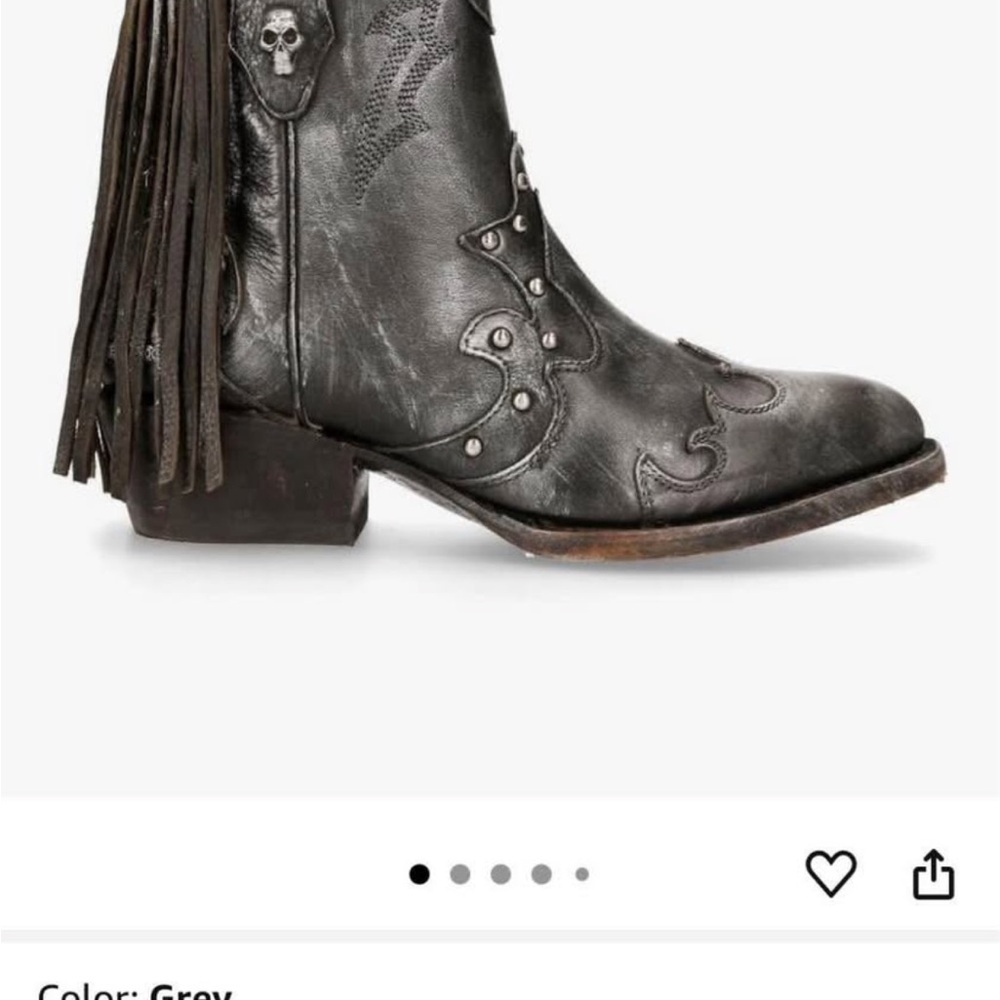 Women's Gray Ankle Boots with Fringe